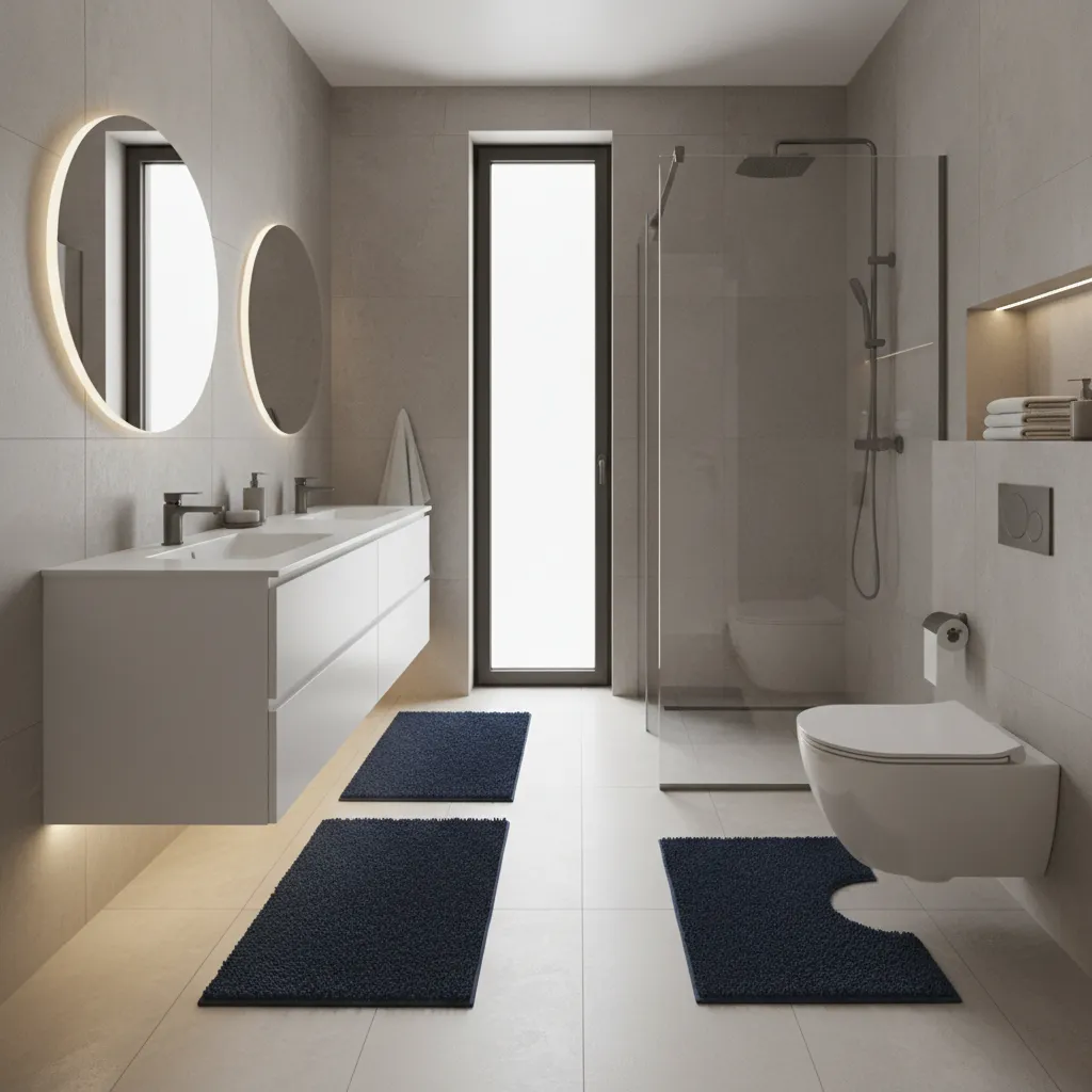 How to Arrange Bathroom Rug Sets to Maximize Small Floor Space