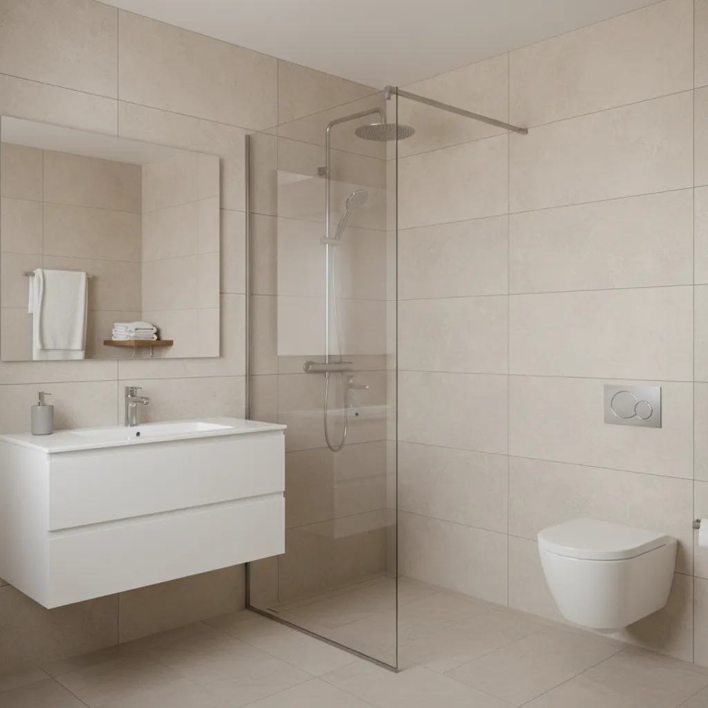 compact walk-in shower inside a small modern bathroom