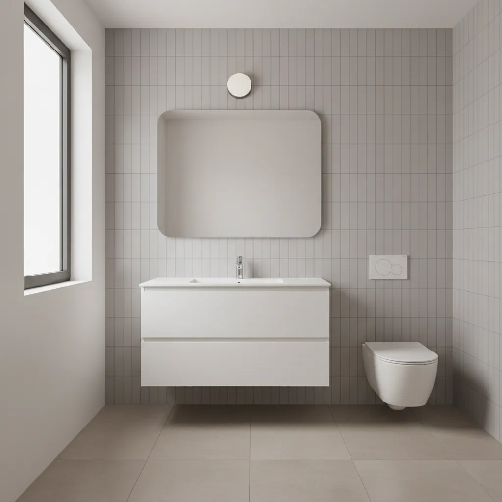 Optimizing Tile Layout Around a White Vanity in Small Bathrooms