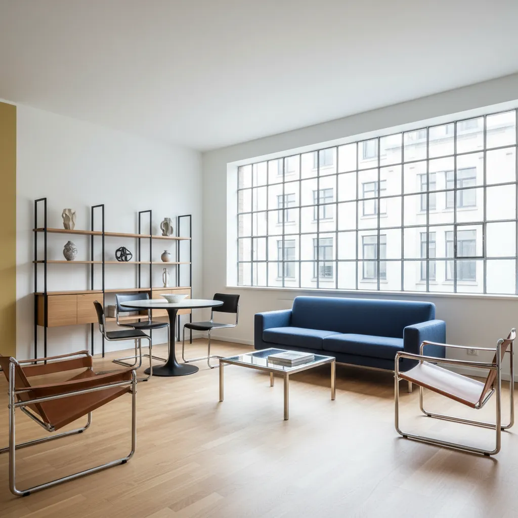 Apartamento pequeño organizado con principios de diseño Bauhaus