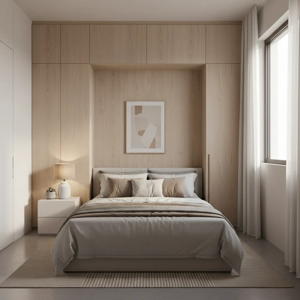 compact bedroom layout with smart storage for small house