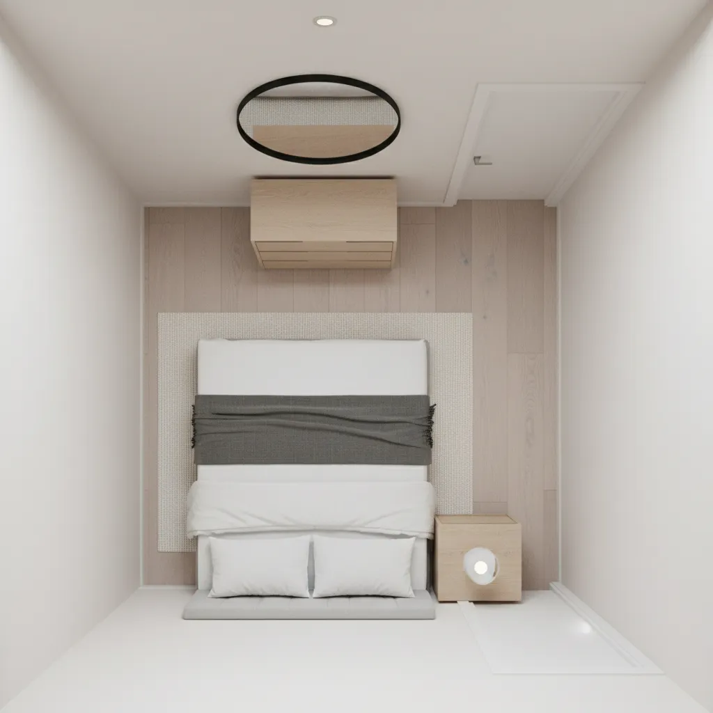bed placement strategy creating walking space in small bedroom