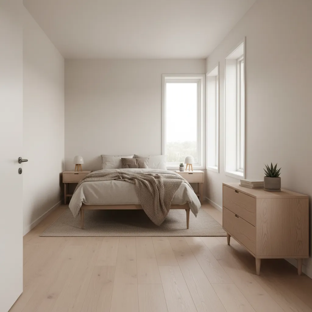 small bedroom showing slim furniture with visible floor space