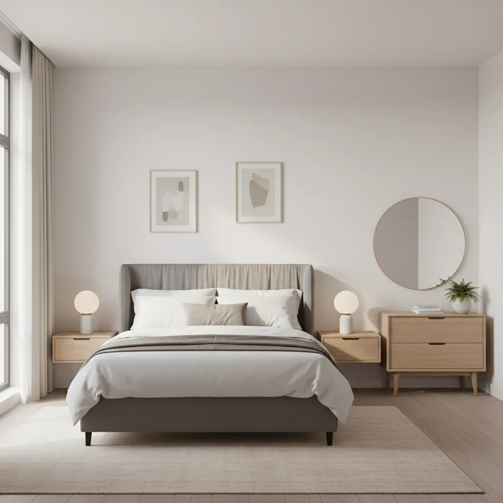 example of properly scaled furniture inside a compact 9x11 bedroom