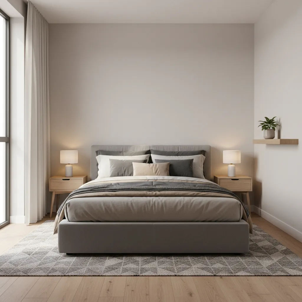 Small Bedroom Optimization With a Grey Bed Frame