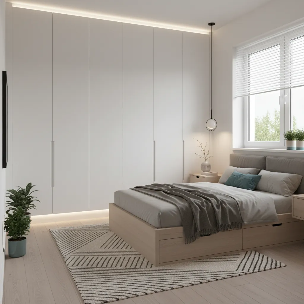 Dormitorio compacto con almacenamiento integrado