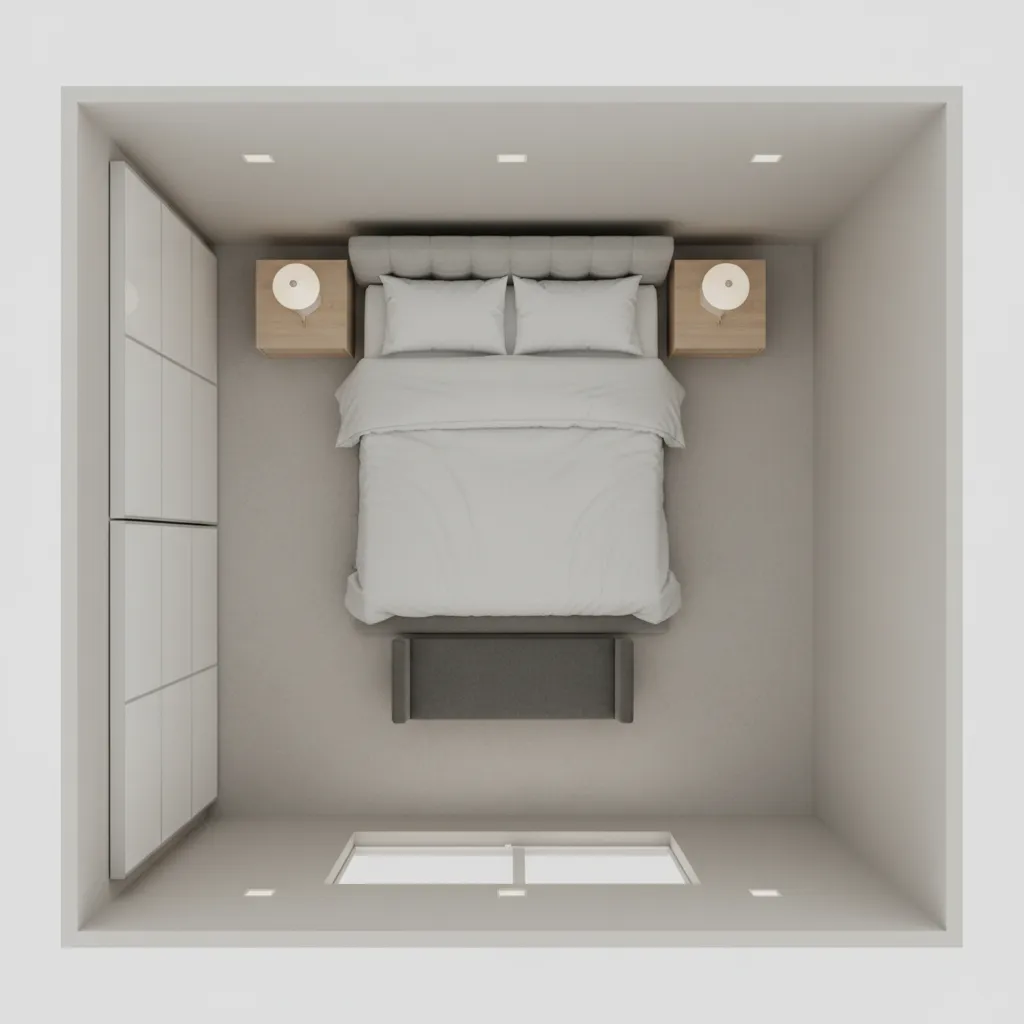 Small bedroom layout planning visualization