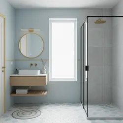 Small Bathroom Optimization with Blue and Yellow Design