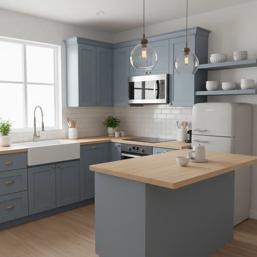 small kitchen upgrade with painted cabinets new lighting and backsplash