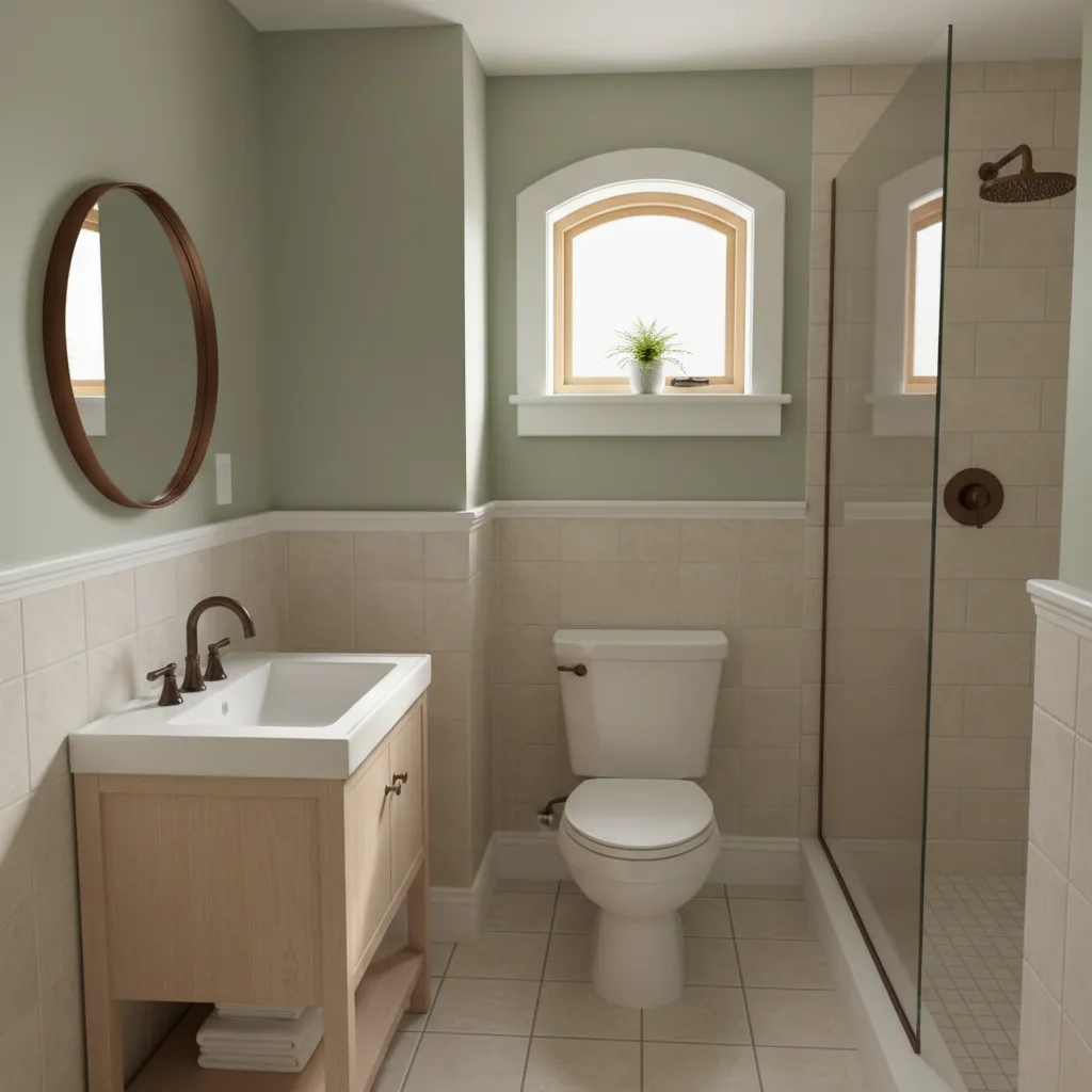compact bungalow bathroom layout with shower and vanity