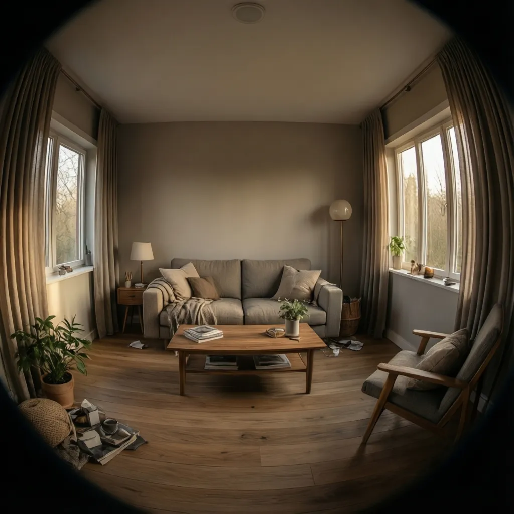 small bungalow living room with simple layout and neutral colors