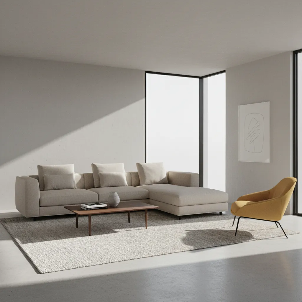 small accent chair placed awkwardly away from main seating area