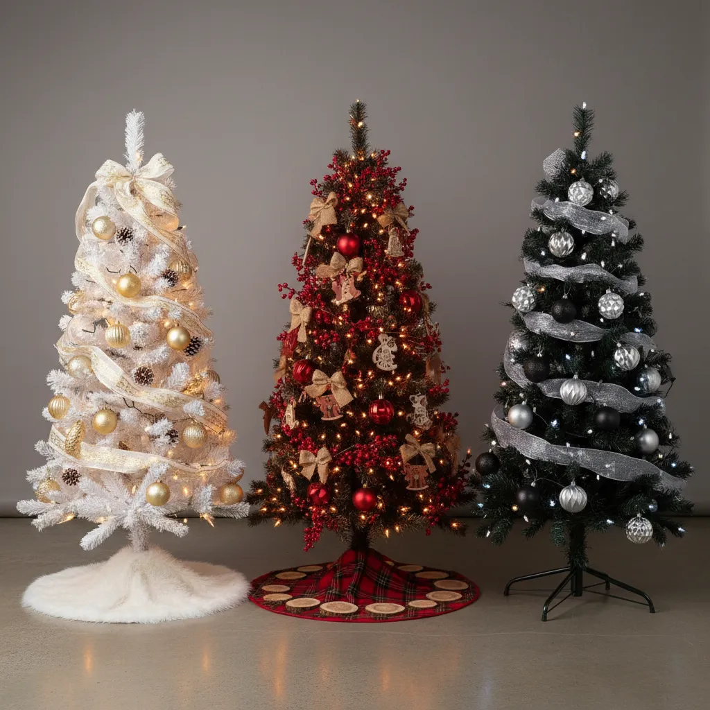 color palette examples for decorating a small Christmas tree