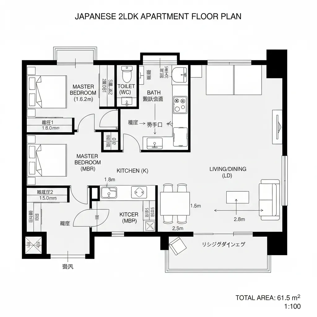 小さく閉じたキッチン、広がるLDの呼吸