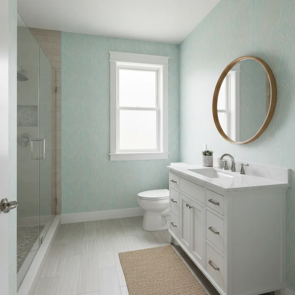 Design Tricks to Make Small Coastal Bathrooms Look Bigger with Wallpaper
