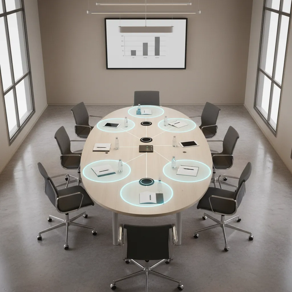 Diagram style visualization of microphone coverage in a small conference room