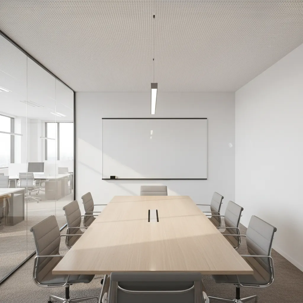 small conference room with glass walls causing sound reflections