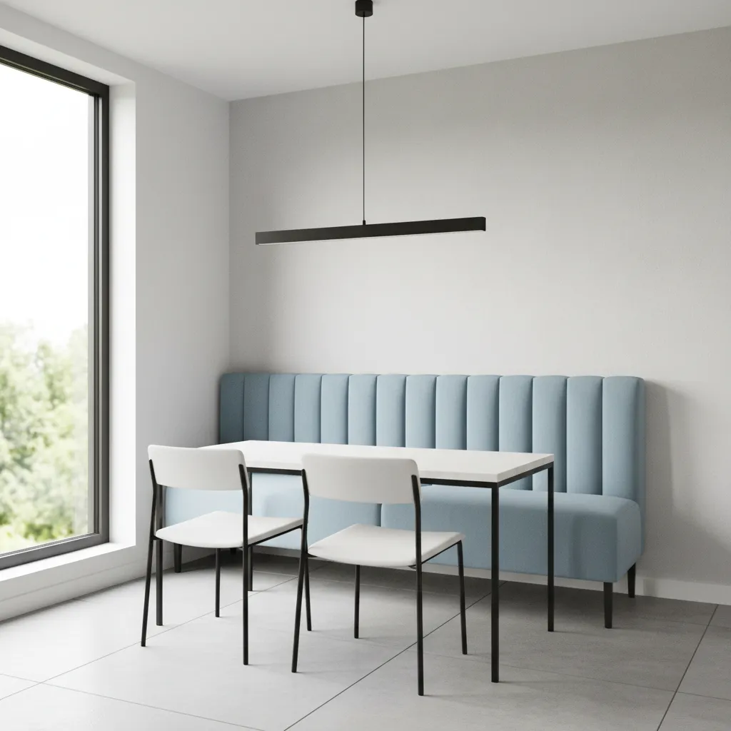 Small dining room using built-in booth seating to save space