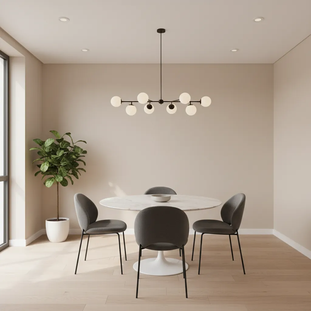 small dining room with modern ceiling lighting design