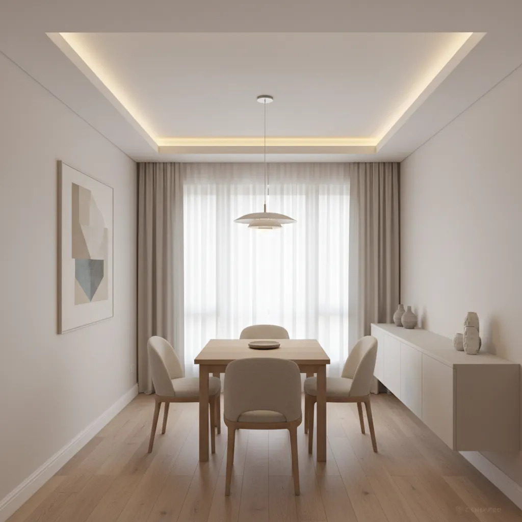 Small dining room with perimeter cove lighting ceiling