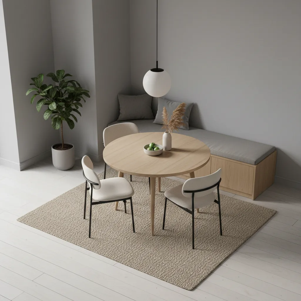 Distribución eficiente de comedor pequeño en apartamento