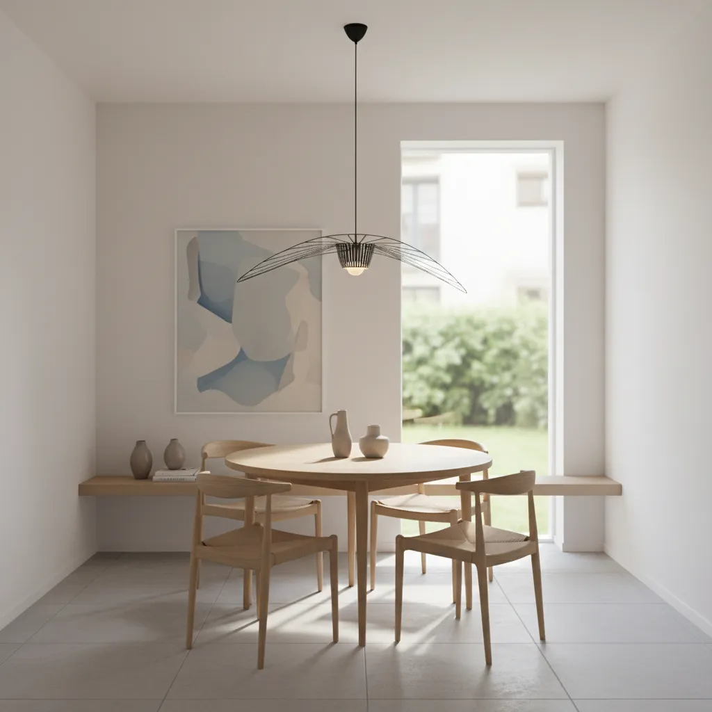 Small dining room with single pendant lighting layout