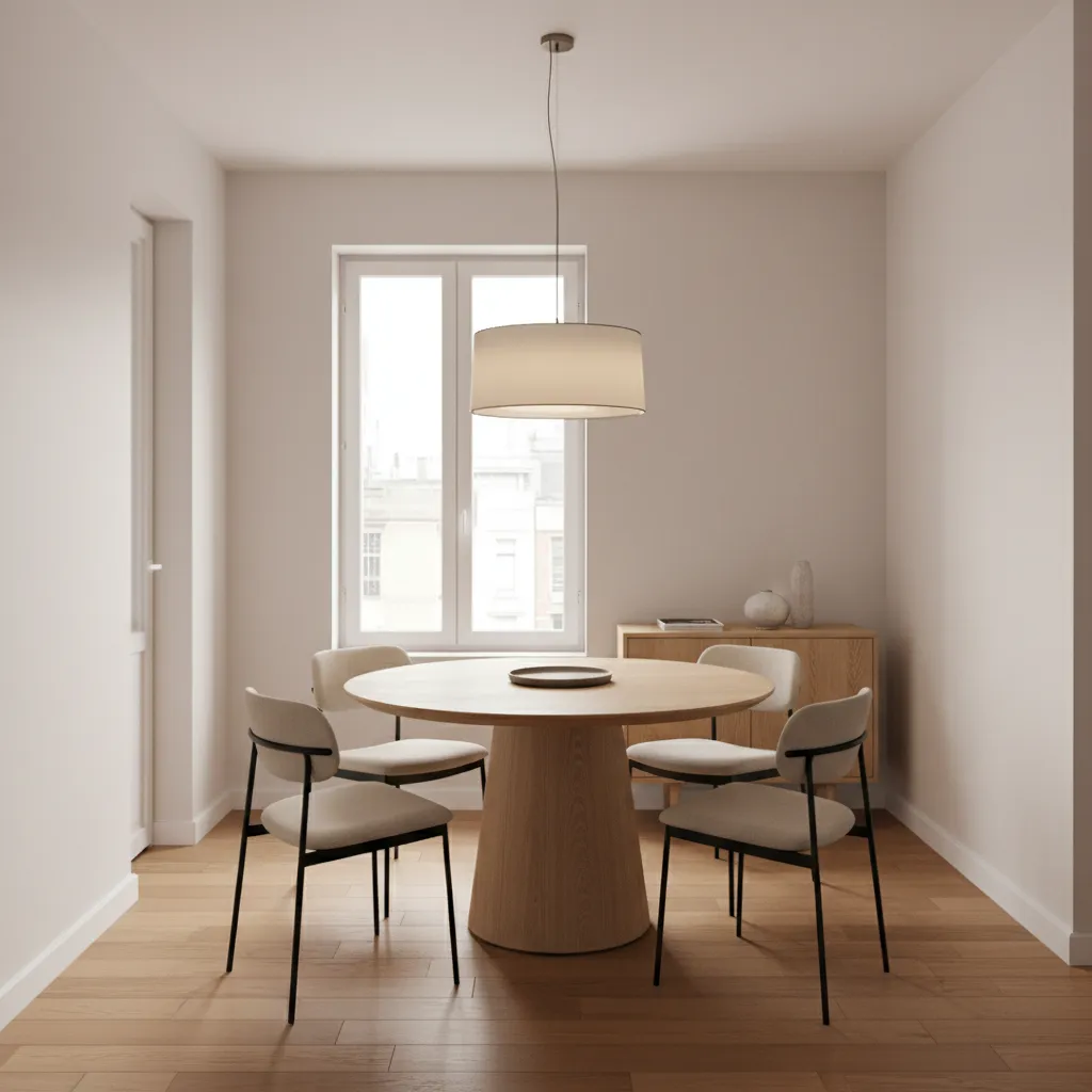 round dining table improving circulation in a small dining room