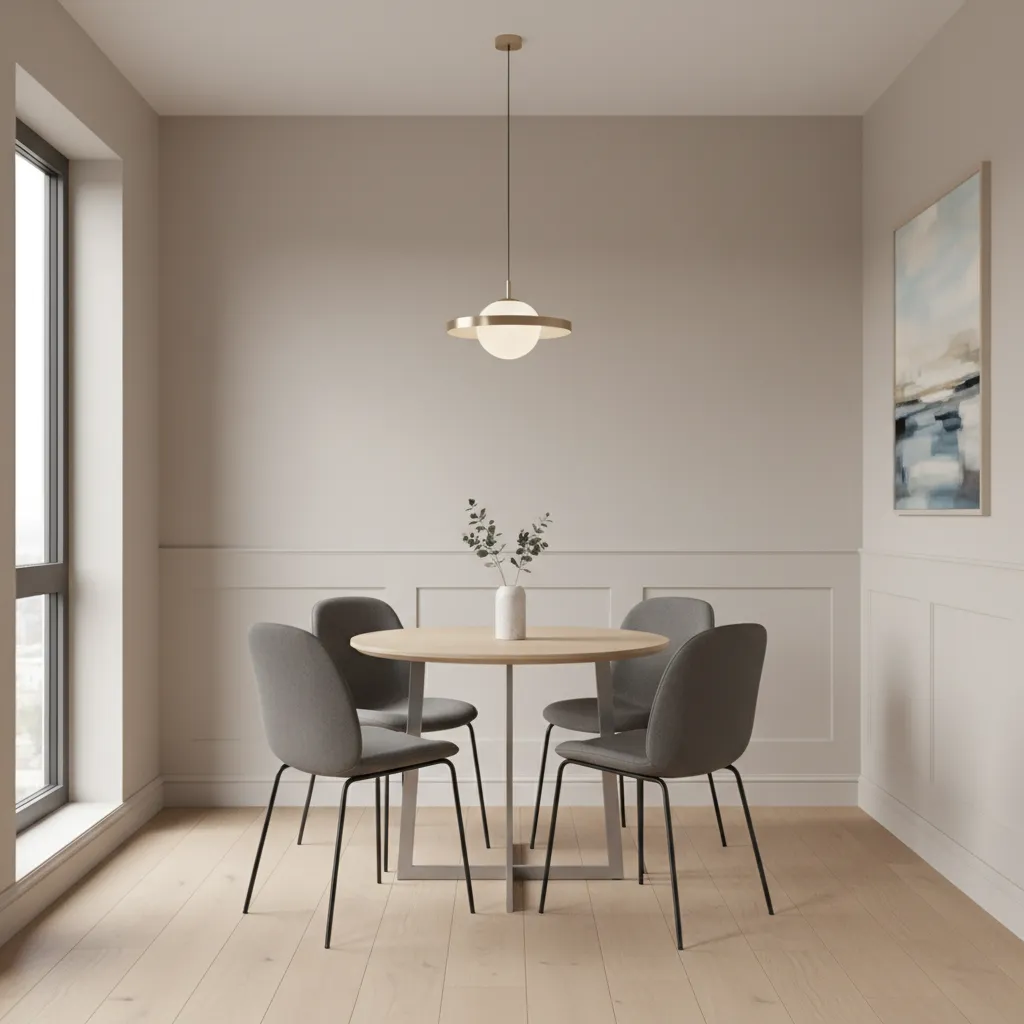 Small dining room using simple wainscoting panels to add texture
