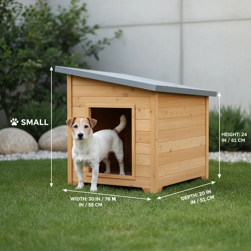 Diagrama de medidas correctas para una casa de perro pequeño