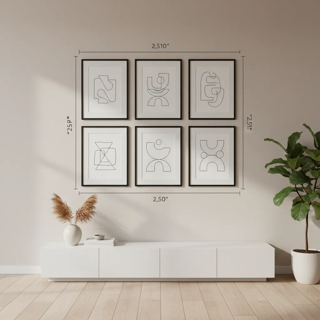 Gallery wall showing consistent spacing between 8x10 frames