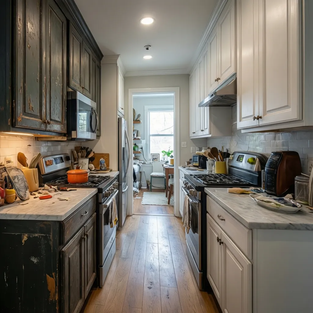 Small Galley Kitchen Remodel Before and After: Real Design Transformations: See how smart layouts, lighting, and storage turn narrow galley kitchens into functional, beautiful spaces.