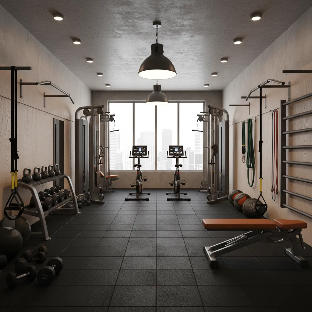 compact boutique gym layout with open functional training area