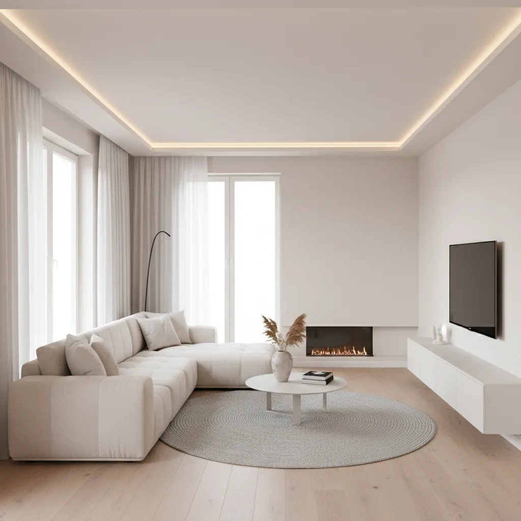 small living hall with simple ceiling lighting design