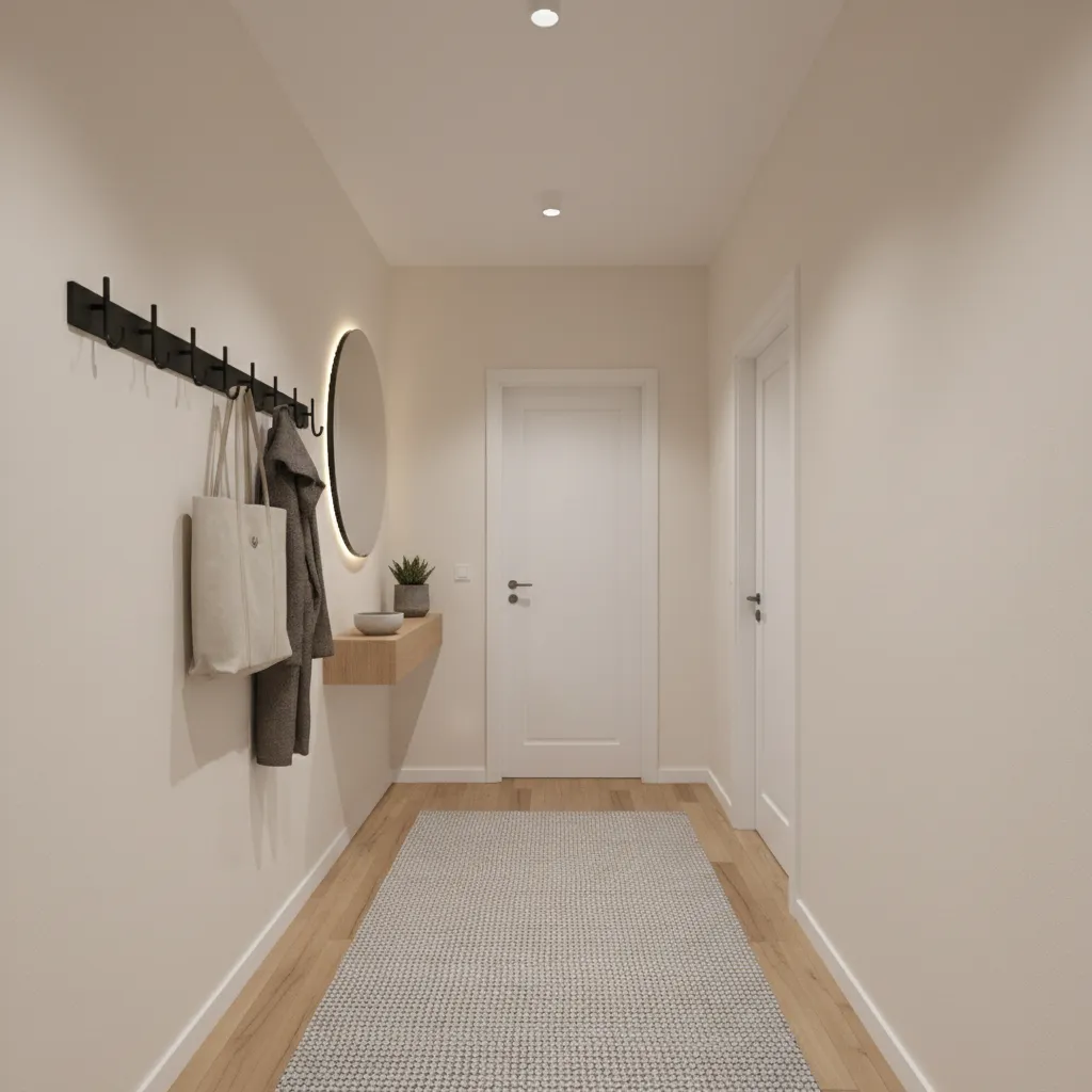 compact apartment hallway with minimalist entryway setup