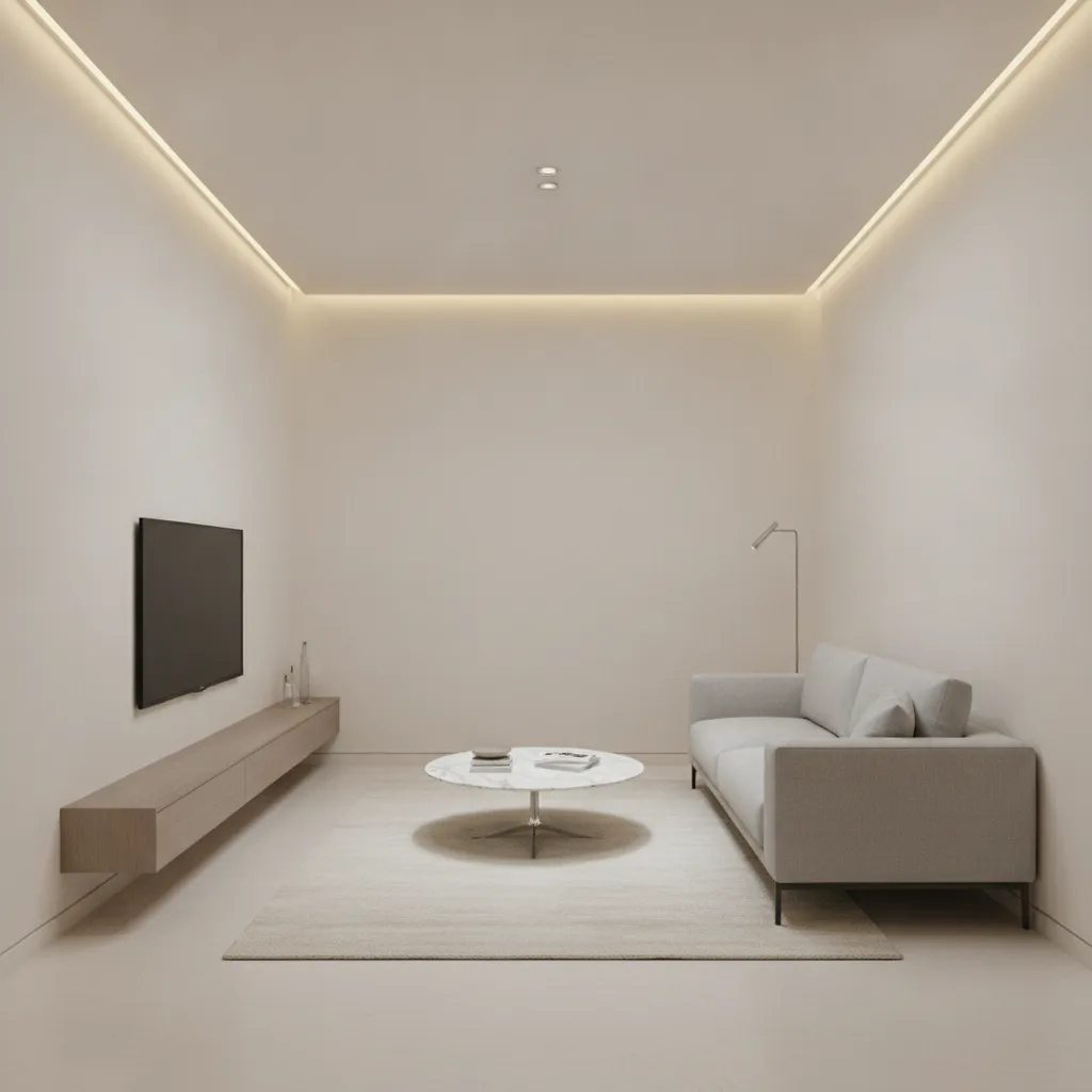 small hall with border POP ceiling and hidden LED lighting