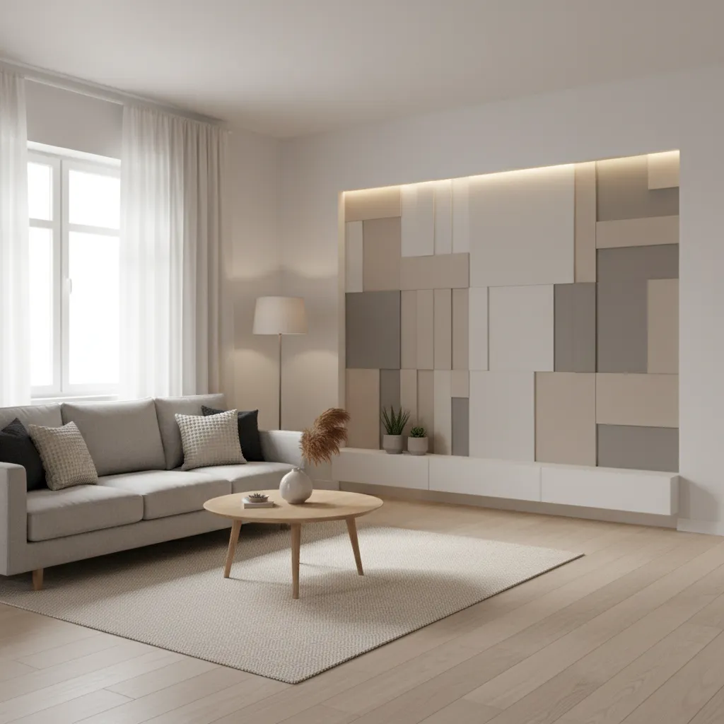 Compact living room with modern accent wall elevation design