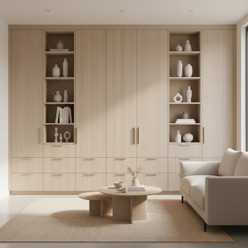 built in wall storage cabinets in a small house interior