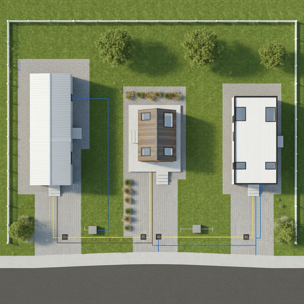 site layout comparison for mobile home tiny home and modular home