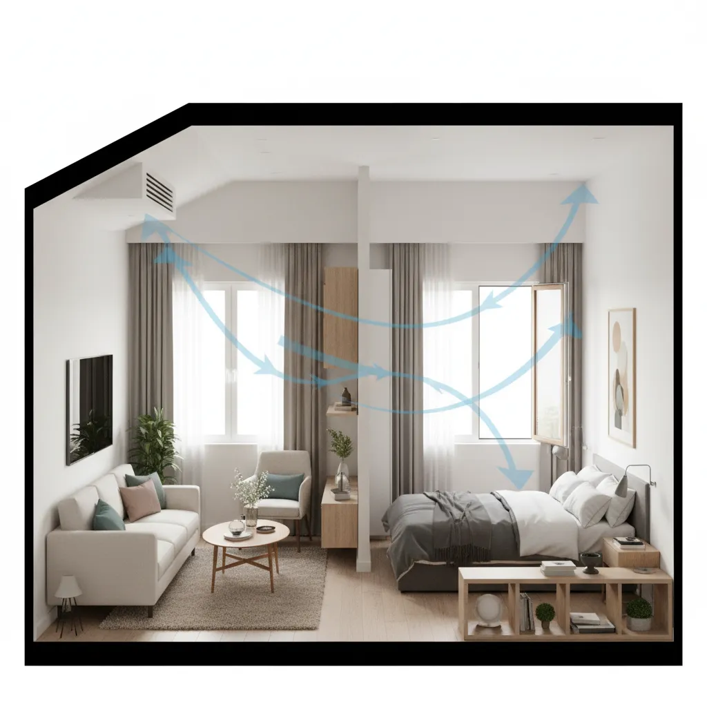 Small 900 sq ft house interior showing airflow and cooling coverage