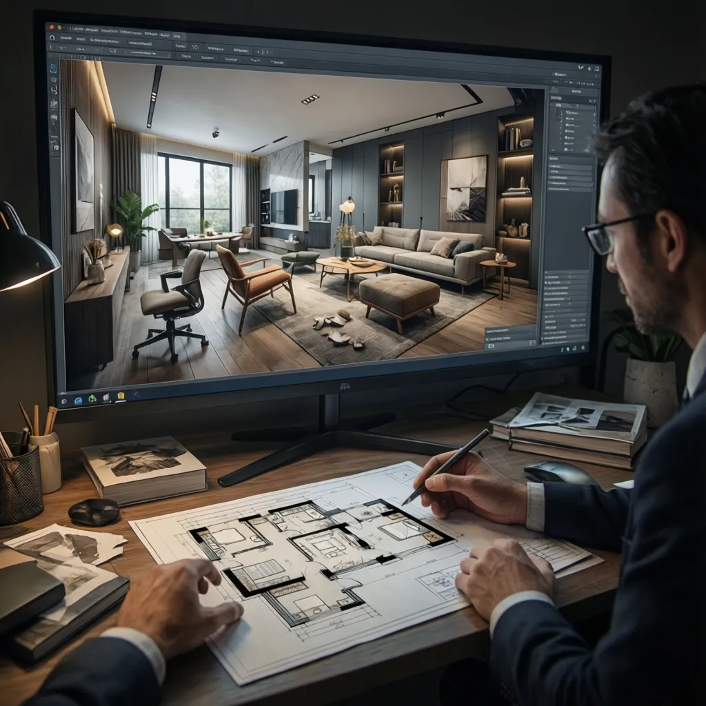 testing furniture placement inside compact house floor plan