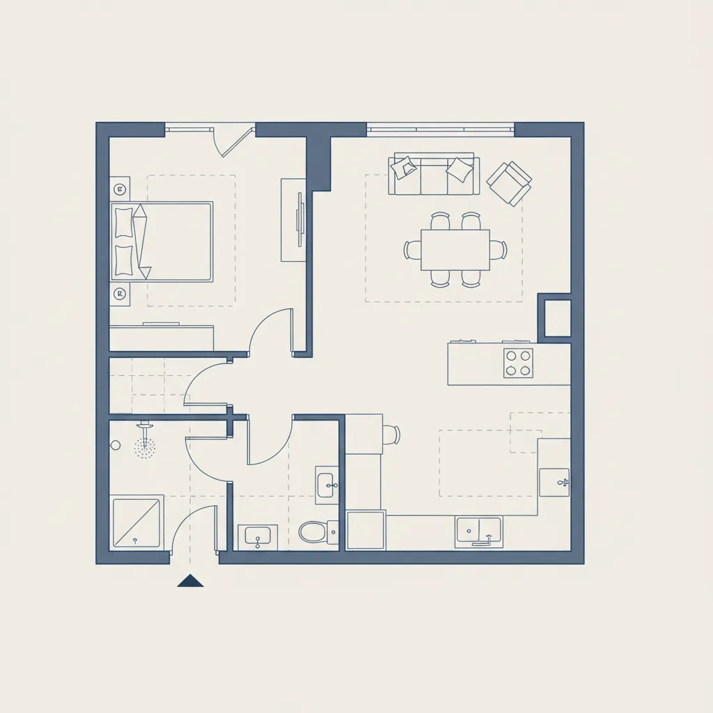 Optimized small house floor plan showing efficient room layout