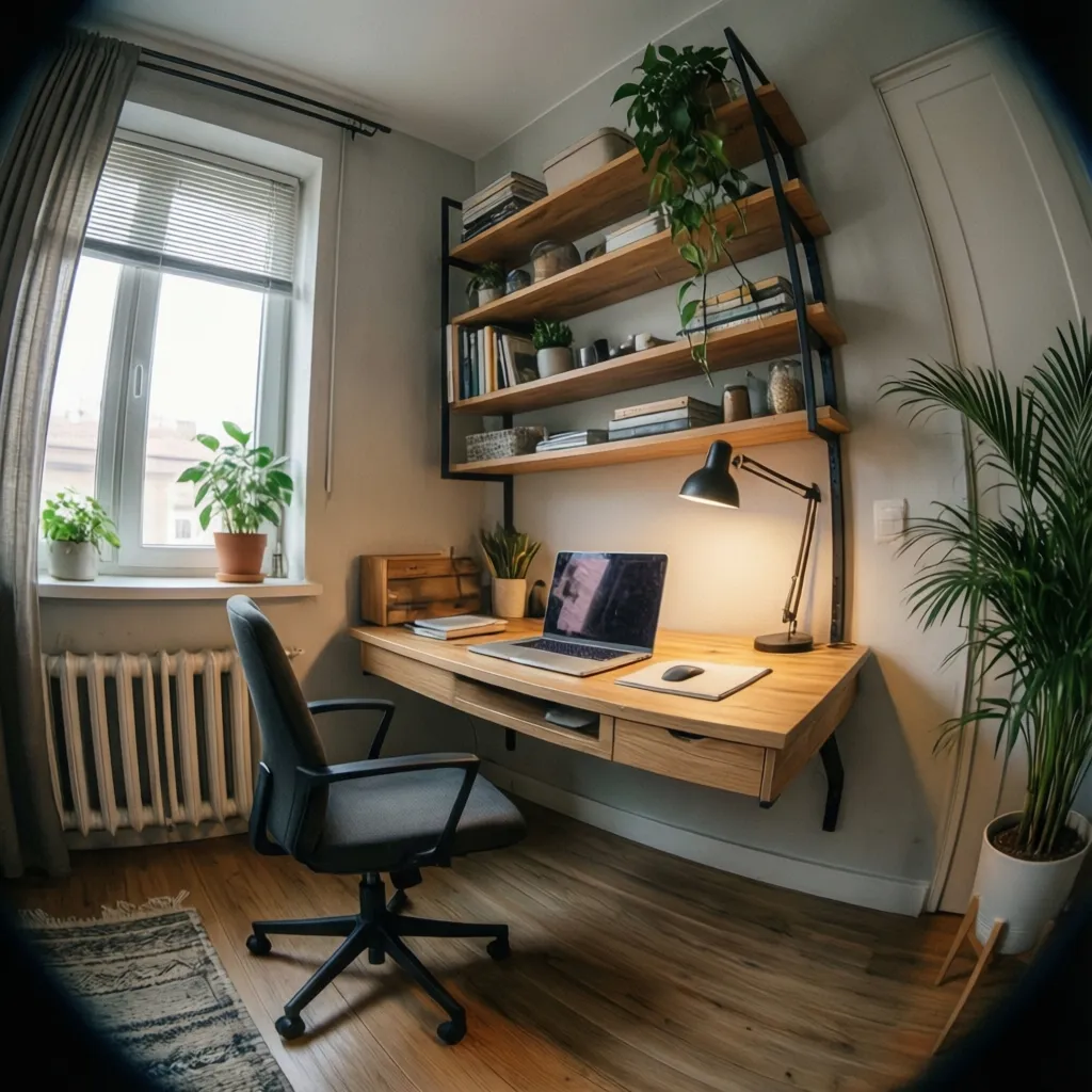 Pequeño espacio de trabajo integrado en un apartamento