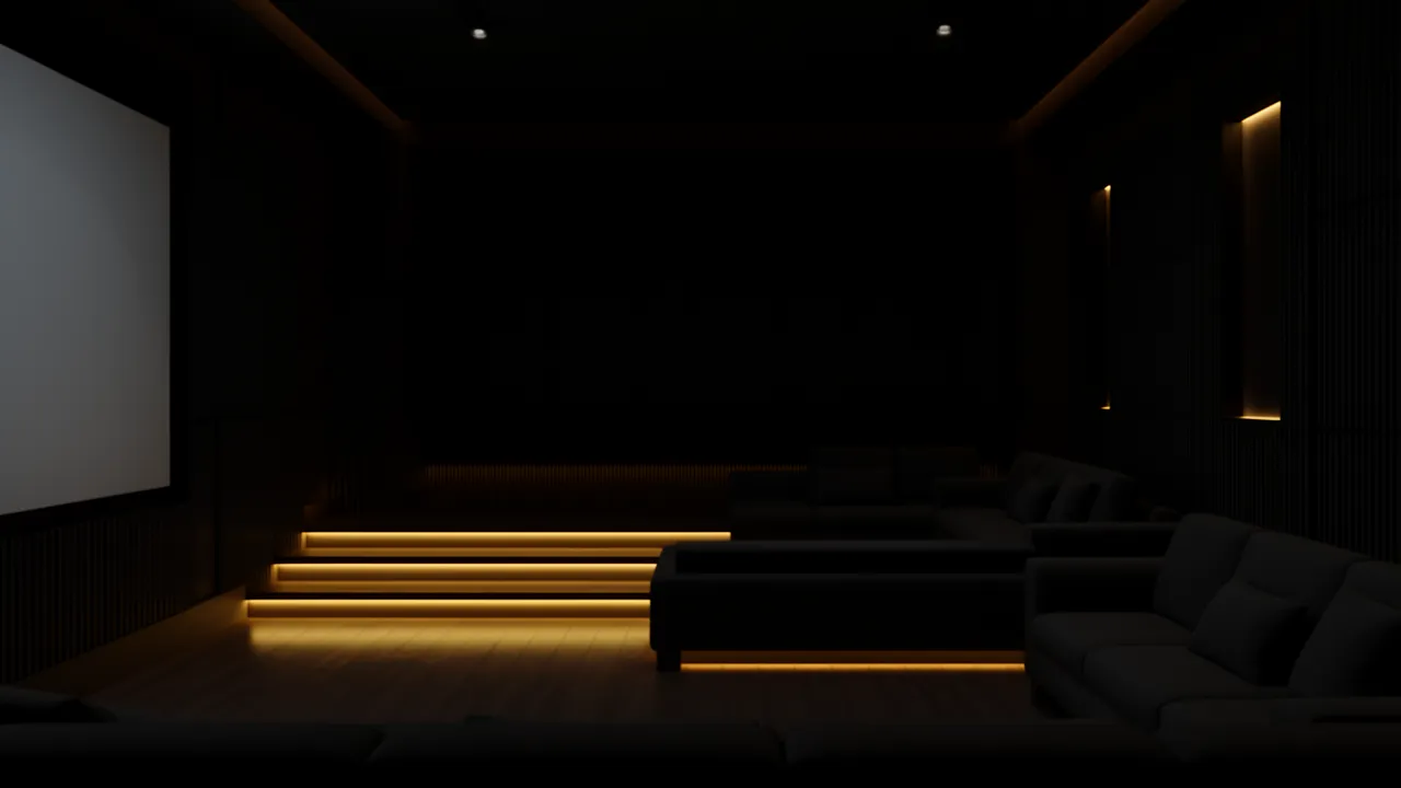 Small home theater with a low riser platform for second row seating