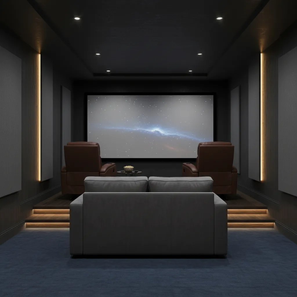 Two row seating layout in a small home theater room