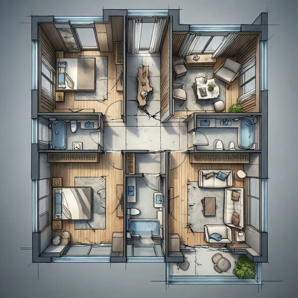 Plano de distribución optimizado para una casa pequeña