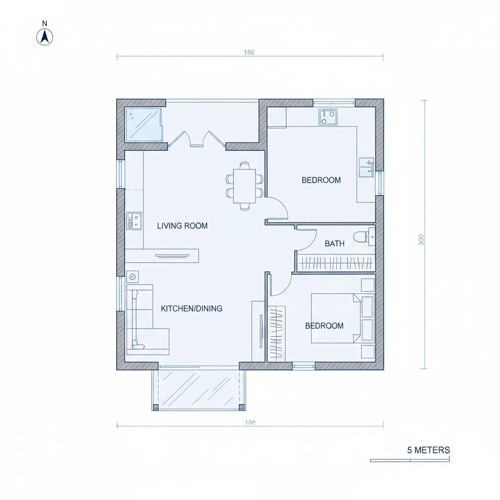 bản vẽ chi tiết mặt bằng nhà cấp 4 50m2