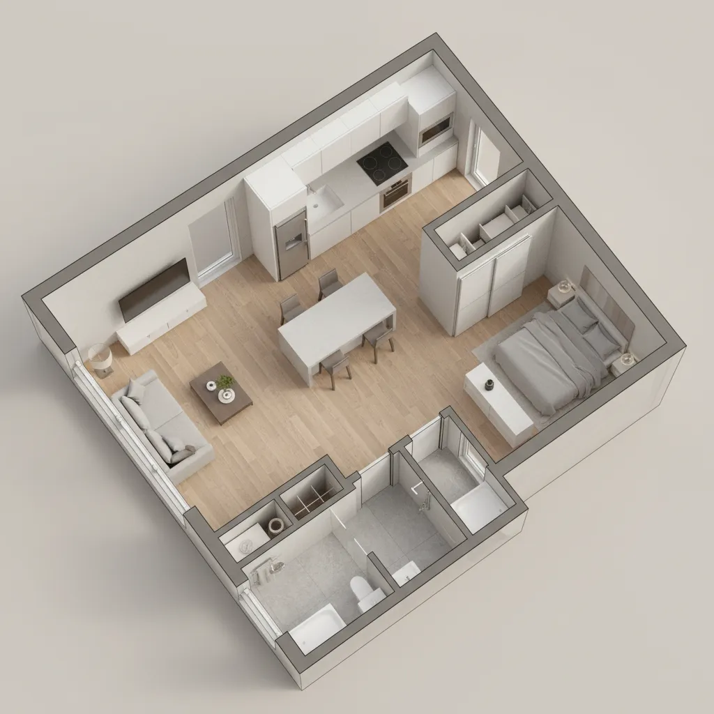 Optimized 800 sq ft house floor plan layout with efficient room arrangement