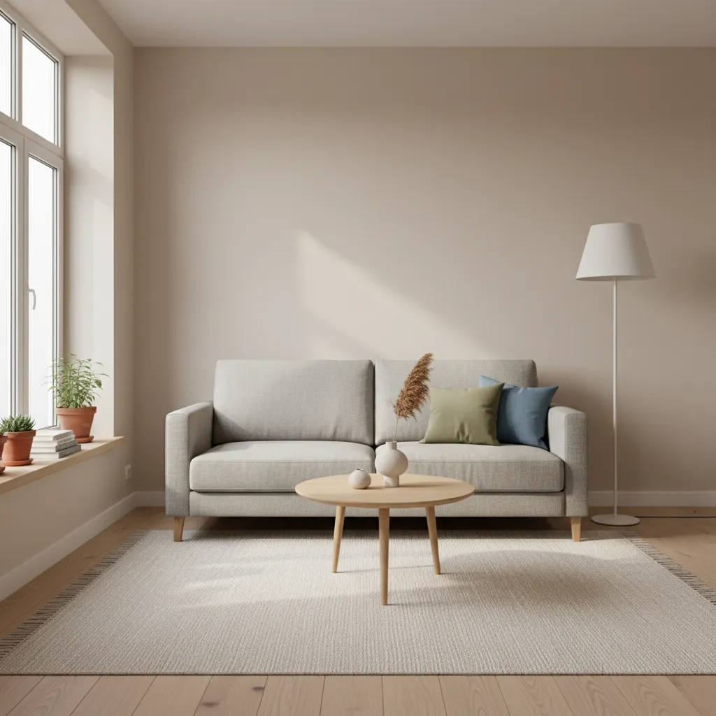 Salón moderno en una casa pequeña con decoración minimalista