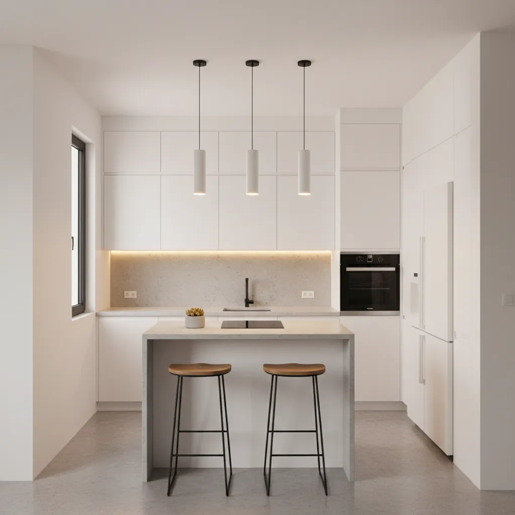 Modern compact kitchen design in a 1300 sq ft home