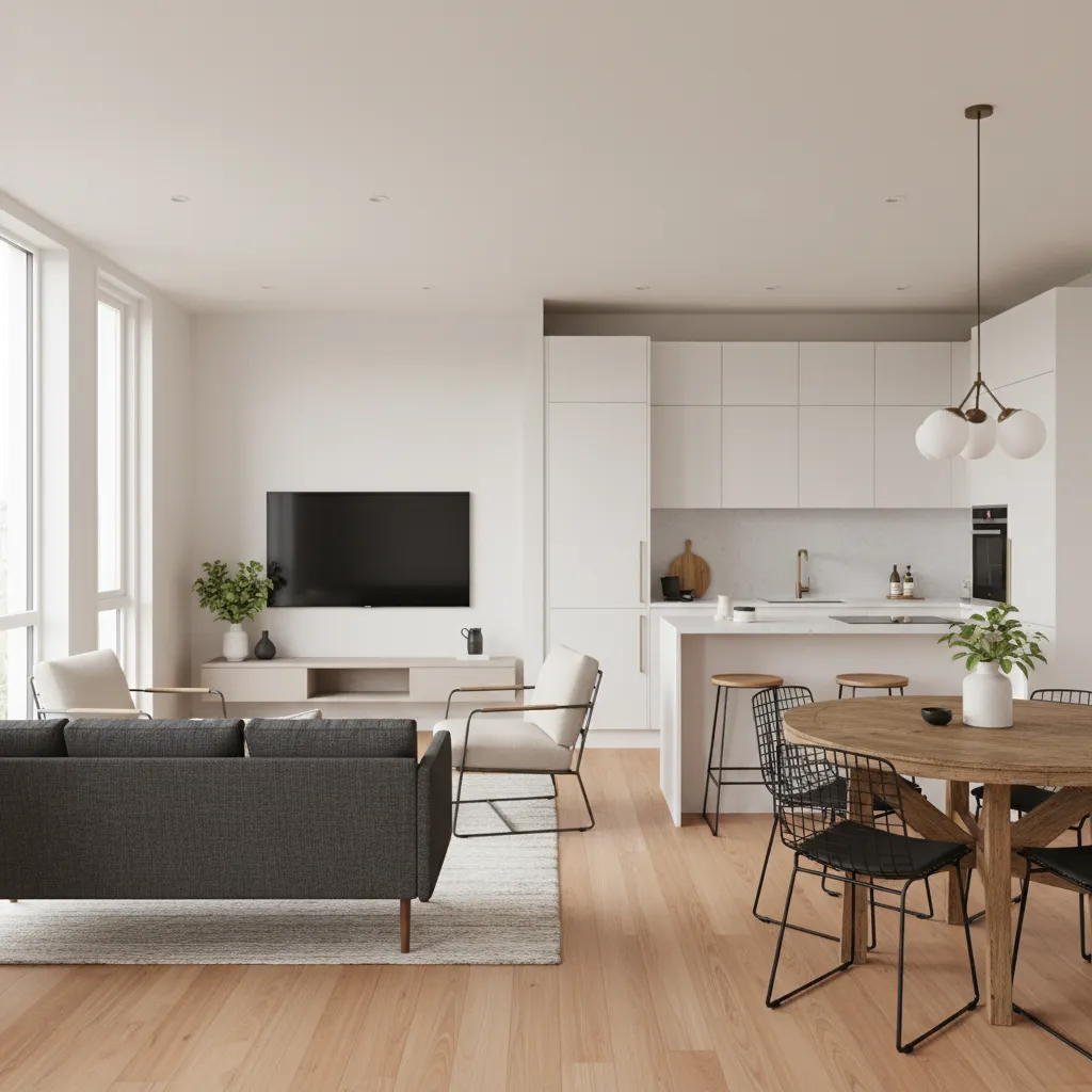 Distribución abierta en casa pequeña de dos plantas